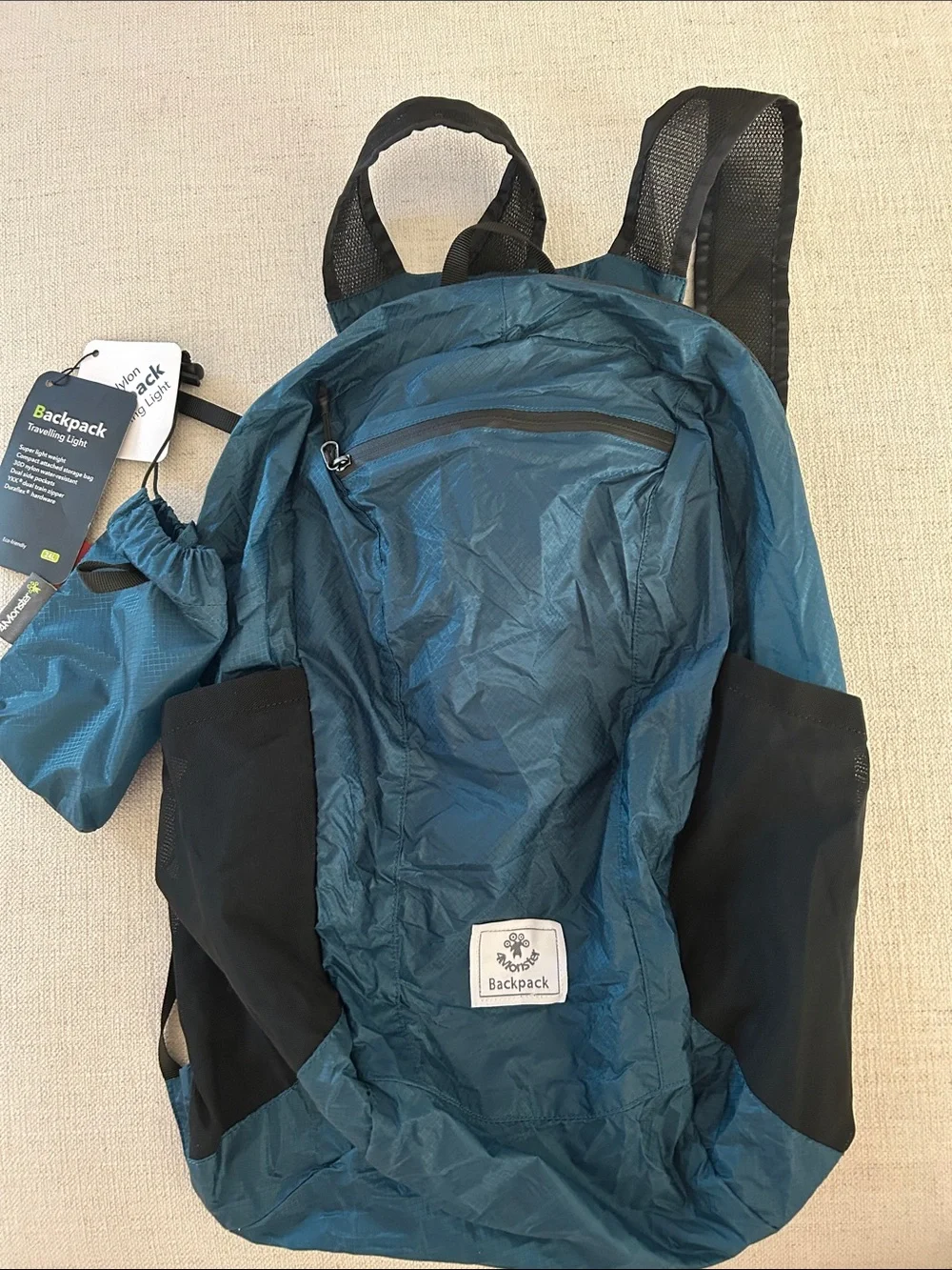 4Monster Hiking Lightweight Travel Backpack 24L, turquoise shade, NWT